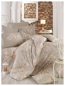 Béžové bavlnené obliečky na dvojlôžko s plachtou 200x220 cm Elena – Mijolnir