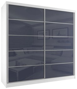 Šatníková skriňa 133 cm Belini biely mat / šedý lesk posuvnými dverami  BH SZP2/2/W/WI/5S/HI