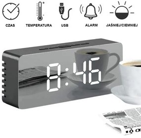 Verk 01457 Zrkadlové LCD hodiny 4v1 čierne