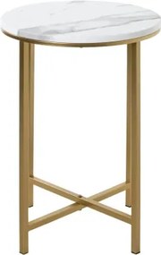 Okrúhly odkladací stolík Albufeira 39 cm, zlatý/mramorový%