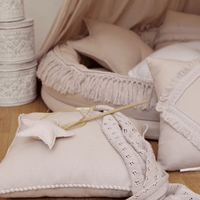 Boho vankúš hviezda s bublinkami púdrovo ružová 50 cm