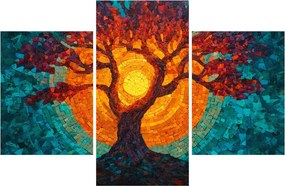 Obraz - Strom života a slnko v mozaike (90x60 cm)