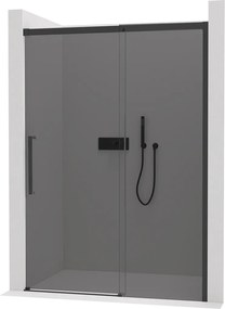 CERANO - Sprchové posuvné dvere Lantono L/P - 8 mm - Soft-Close - čierna matná, grafitové sklo - 100x195, CER-8050BD7235