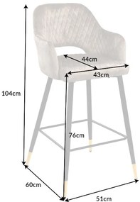 Barová stolička Paris dekoračné prešívanie zamat greige