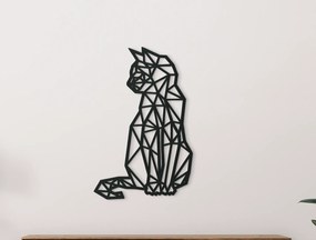 drevko Nálepka na stenu Polygonálna mačka Rozmer obrazu: 44,5 x 28,5 cm, Farba dekorácie: Čierna