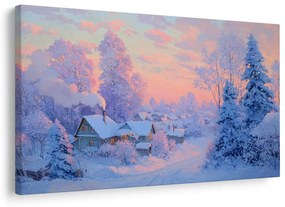 Obraz vianočná dedinka za súmraku