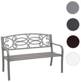 Záhradná lavička HWC-F44, 2-miestna oceľ s práškovým nástrekom - sivá