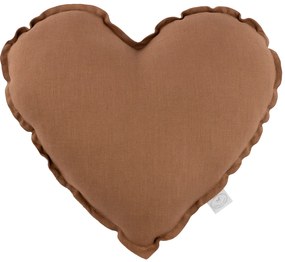 Cotton &amp; Sweets Ľanový vankúš srdce čokoládové 44cm