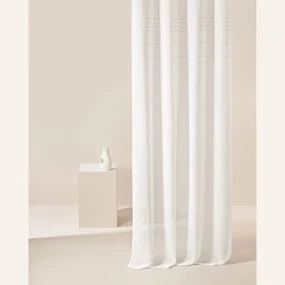 Moderná krémová záclona  Marisa  so striebornými priechodkami 250 x 250 cm