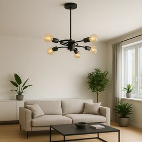 Toolight - Stropné svietidlo 5xE27 60W APP739-5CP, čierna, OSW-01104