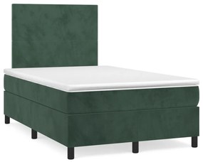 Boxspring posteľ s matracom a LED, tmavozelená 120x190cm, zamat 3270302