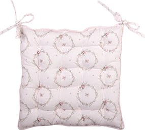 Ružový bavlnený sedák s výplňou s králikom Floral Easter Bunny - 40*40*4 cm