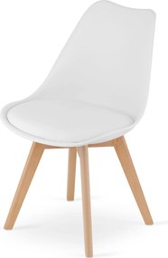 AKCIA Biela stolička BALI MARK s bukovými nohami II. akosť