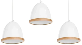 Závesné svietidlo Studio, 3x drevené/biele kovové tienidlo, (fi 21cm), w/br