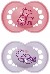 Ortodontický silikónový cumlík Original Planet Love, Girl 6 m+, lila, púdrová