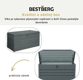 Kovový záhradný úložný box BestBerg ZBK-400A / 400 l / 132 x 62 x 62 cm / šedá