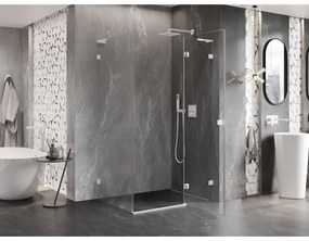 Mexen Lunar, L pravý výklopný sprchový kút 80 x 70 cm, 8mm číre sklo, biely profil, 834L-080-070-20-00-P