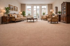 Vorwerk, Metrážny koberec Bingo 8K64 béžový, na mieru, šíře 4m, béžová, filc, chodba / predsieň