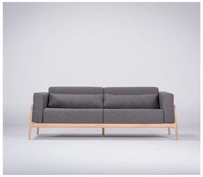 Tmavosivý pohovka s konštrukciou z masívneho dubového dreva Gazzda Fawn, 210 cm