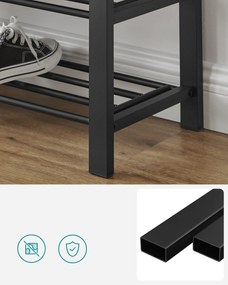 Botník s lavicou so sivým sedákom MOBRIX 81x49 cm, čierny