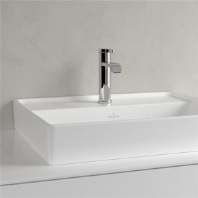 VILLEROY &amp; BOCH Collaro závesné umývadlo s otvorom, bez prepadu, 550 x 440 mm, Stone White, s povrchom CeramicPlus, 4A3356RW