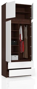 Skriňa s nadstavcom S 90 cm 2D 2SZ CLP wenge / biela