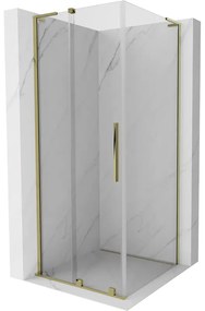 Mexen Velar L, sprchový kút s posuvnými dverami 120 x 120 cm, 8mm číre sklo, zlatá lesklá, 871-120-120-03-50