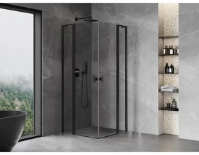 Mexen, Mexen Mist L Duo výklopný sprchový kút 105 x 105 cm, priehľadný, čierny - 8A4L-105-105-70-00