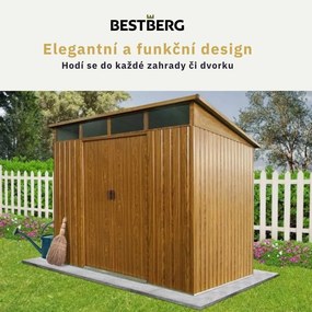 Záhradný domček BestBerg ZDSL-4D / 4,6 m² / 238 x 194 x 202 cm / dekor červené drevo / hnedá