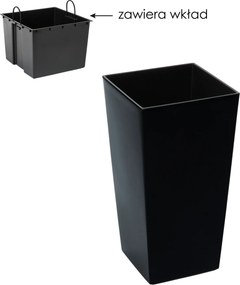 Kvetináč Finezja 250 x 250 mm s vložkou – čierny*45334