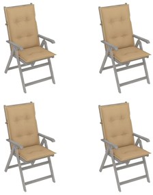 Záhradné sklápacie stoličky 4 ks s podložkami akáciový masív 3065395