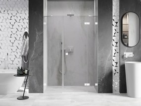 Mexen Lunar, pravé otočné sprchové dvere 120 cm, 8mm číre sklo, biely profil, 834S-120-050-20-00-P