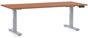Výškovo nastaviteľný stôl OfficeTech D, 180 x 80 cm, sivá podnož, čerešňa