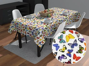 Biante Dekoračný obdĺžnikový obrus Leona LN-062 Farebné motýliky na bielom 100x160 cm