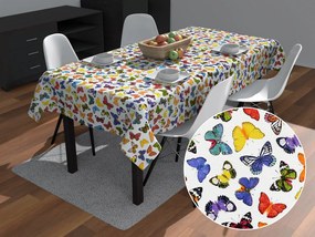 Biante Dekoračný obdĺžnikový obrus Leona LN-062 Farebné motýliky na bielom 60x100 cm