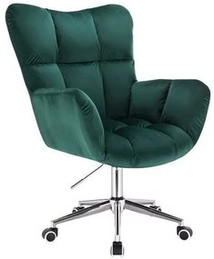 LuxuryForm DESIGN Otočné kreslo AURORA VELUR na striebornej podstave s kolieskami - zelené