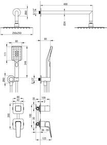 Deante NQL_09YK - Sprchová súprava s podomietkovou batériou BLUR v lesklom chróme