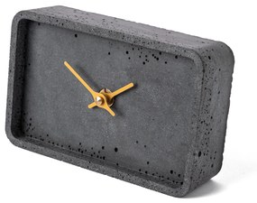 Stolové hodiny z betónu CLOCKIES, 16x10cm, obdĺžnikové, antracitové