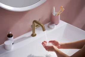 Hansgrohe Tecturis S, páková umývadlová batéria 110 Fine CoolStart EcoSmart+ s odtokovou súpravou, kartáčovaný bronz, HAN-73320140