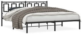 Kovový rám postele s čelom čierny 180x200 cm 374245