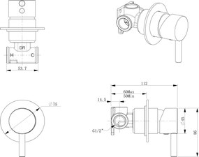 Sapho Sapho, RHAPSODY podomietková batéria pre bidetové spŕšky, 1 výstup, chróm, 5541