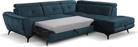 Rohová sedacia súprava Sergio, námornícka modrá látka, pravý roh