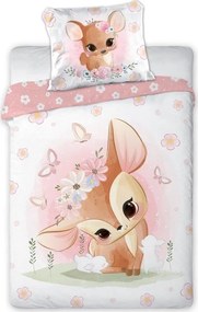 Detské bavlnené obliečky do postieľky 135x100 cm CUDDLES - Srnečka