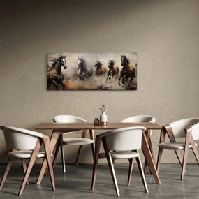 Obraz - Olejomaľba koní (120x50 cm)