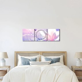 Obraz - Motýľ prilietajúci na kvet (s hodinami) (90x30 cm)