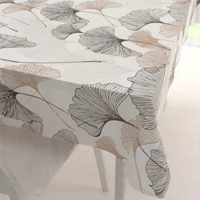 Biante Bavlnený obdĺžnikový obrus Sandra SA-411 Hnedé Ginkgo listy na bielom 50x100 cm