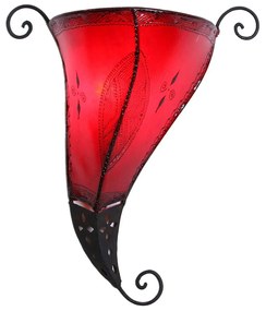 Kožená nástenná lampa Mina červená