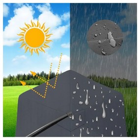 Záhradný slnečník 3,5 m so solárnym LED osvetlením – grafitový, UV50+