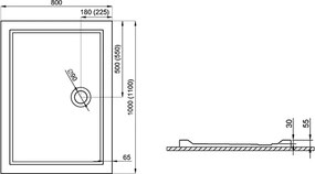 Polimat Obdĺžniková akrylátová sprchová vanička Goliat 2 90x80 (100x80, 100x90, 110x80, 110x90, 120x80, 120x90, 120x100) POLIMAT-Farba: Biela, POLIMA…