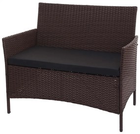 Polyratanová záhradná lavica Halden - melírovaná hnedá, čierny vankúš